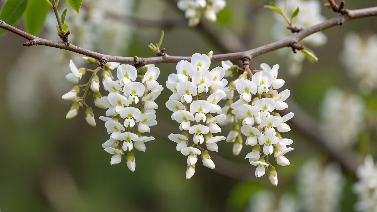 Цветы белой акации Robinia pseudoacacia — источник акациевого меда